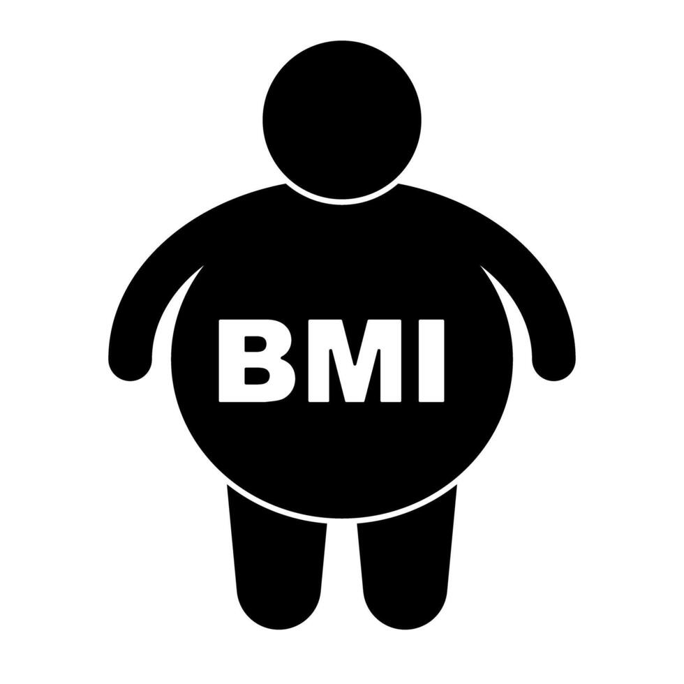 Fat person BMI silhouette icon. vector