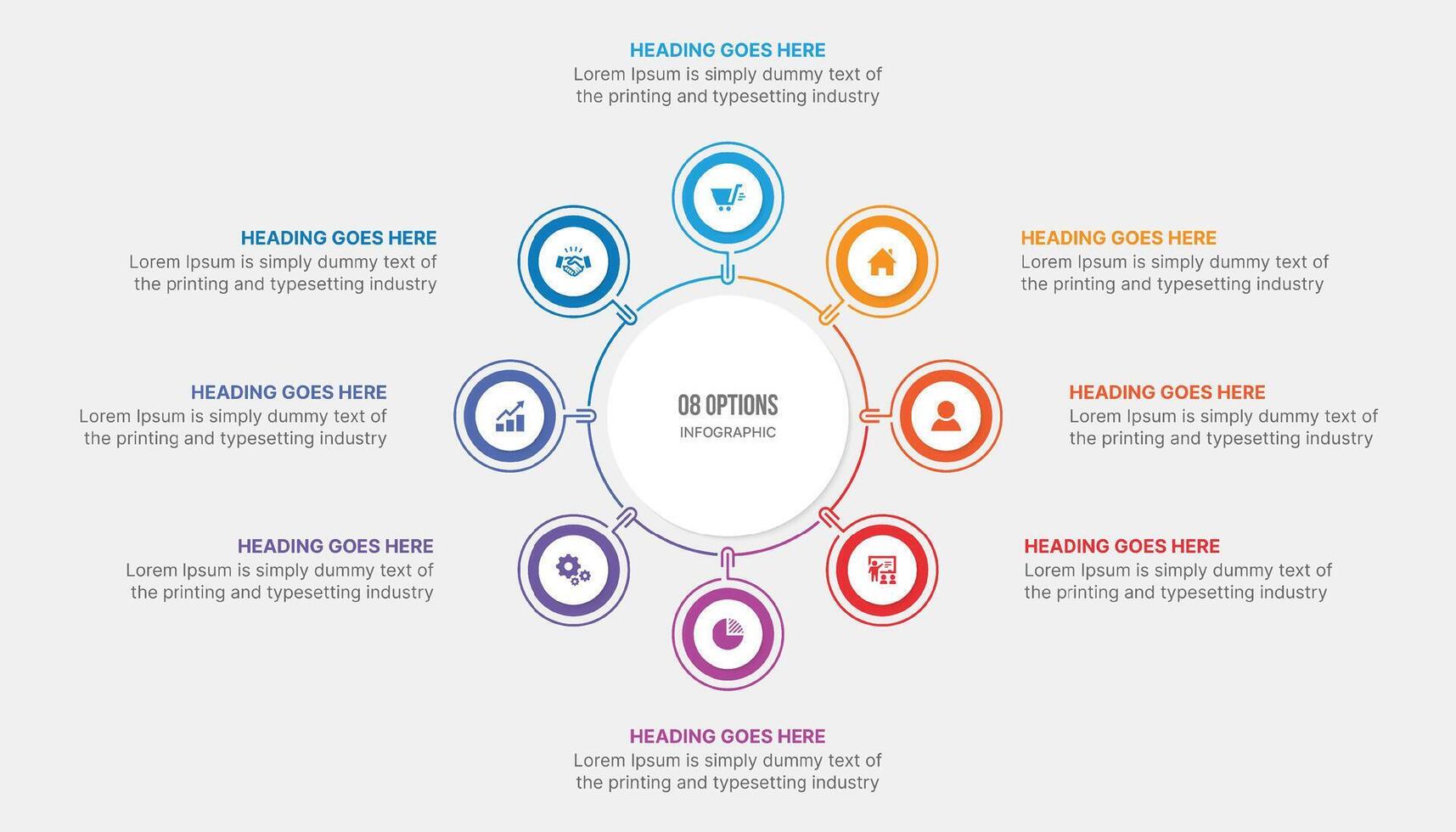 Circle Infographic Template Design With Eight Step, Process Workflow Diagram vector