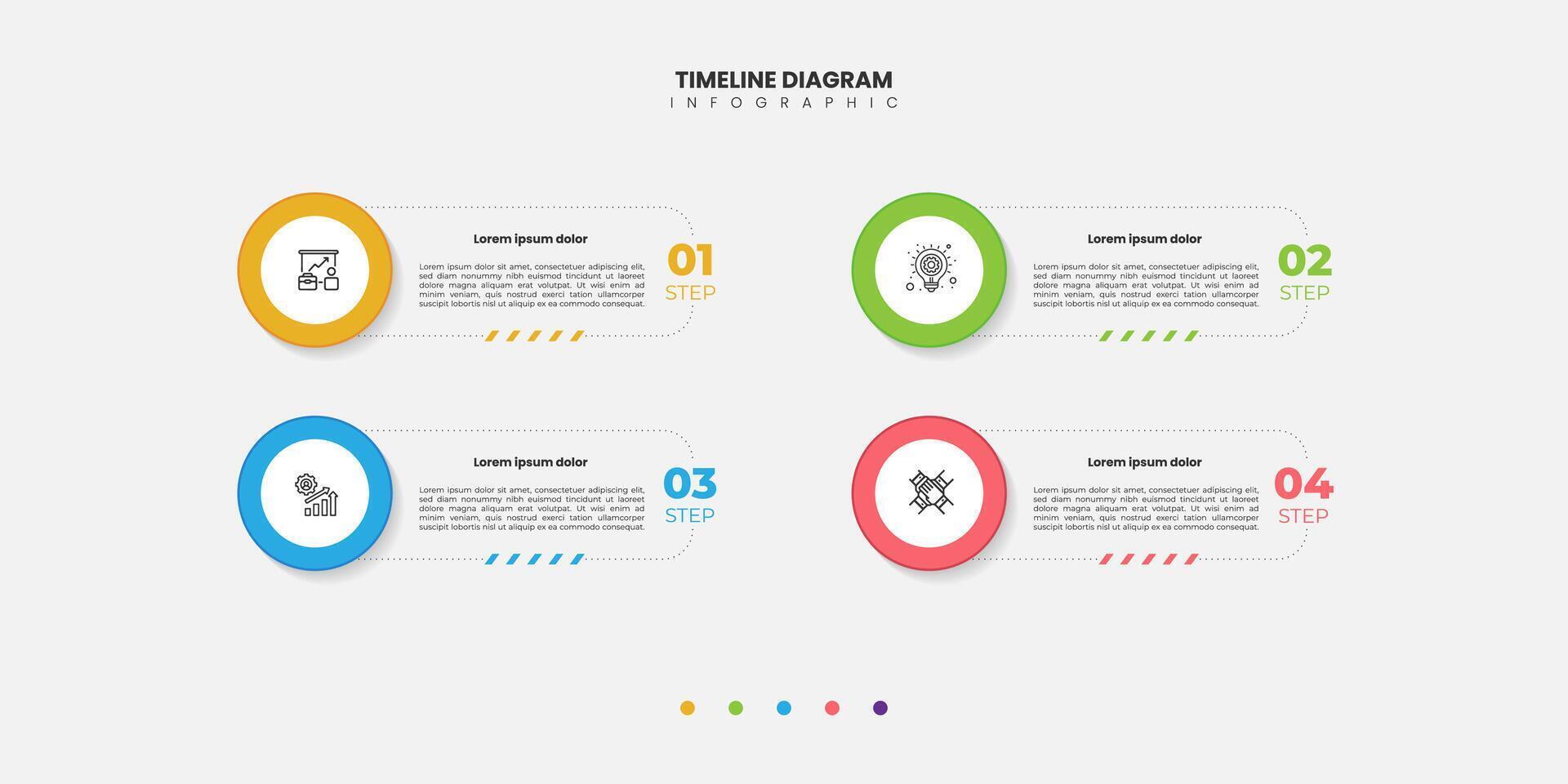 4 Steps Infographics Design Template for Graph, Pie chart, workflow layout, squire diagram, brochure, report, presentation, web design Editable vector