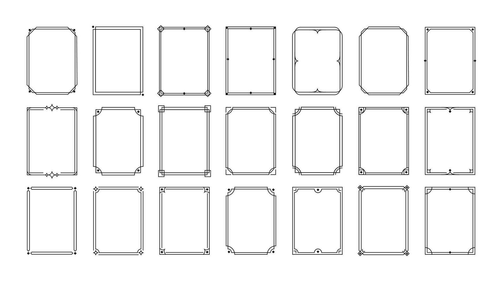 Simple line frames. Double stroke borders. Decorative outline geometric rectangle frame for wedding invitations. Thin line templates for greeting posters and photo cards. set vector