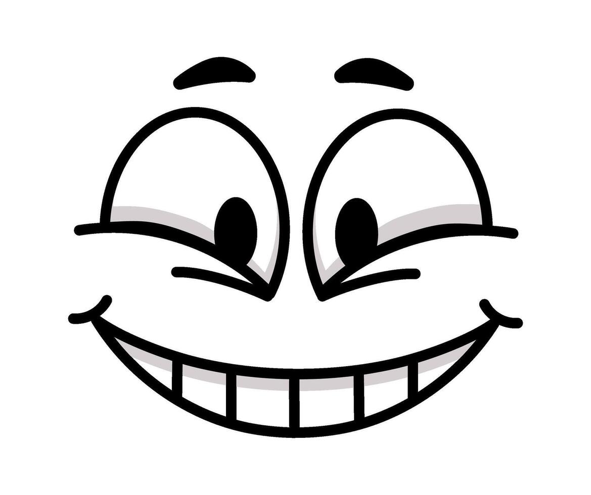 Cartoon character displaying a mischievous face, winking and smiling broadly, showcasing teeth while radiating a playful attitude filled with humor and joy vector