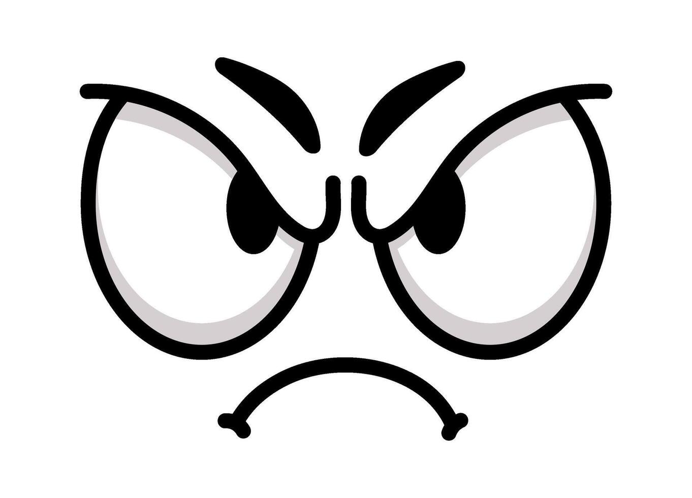 Cartoon face expressing anger and disapproval, featuring furrowed eyebrows and a frowning mouth, effectively conveying a strong negative emotion and a sense of irritation vector