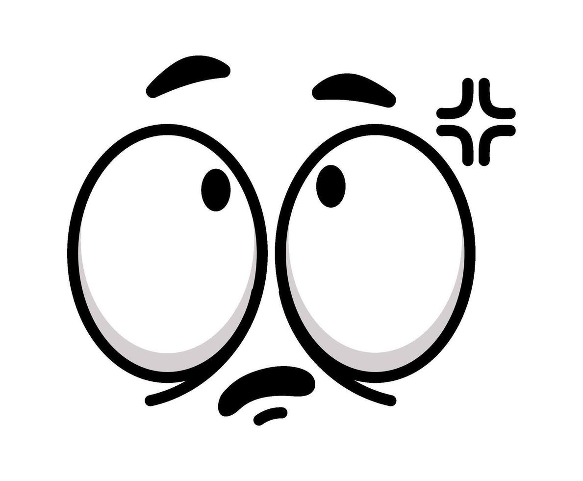 Cartoon eyes expressing confusion and distrust, showing suspicion and disbelief, with a funny and expressive design perfect for conveying doubt or uncertainty vector