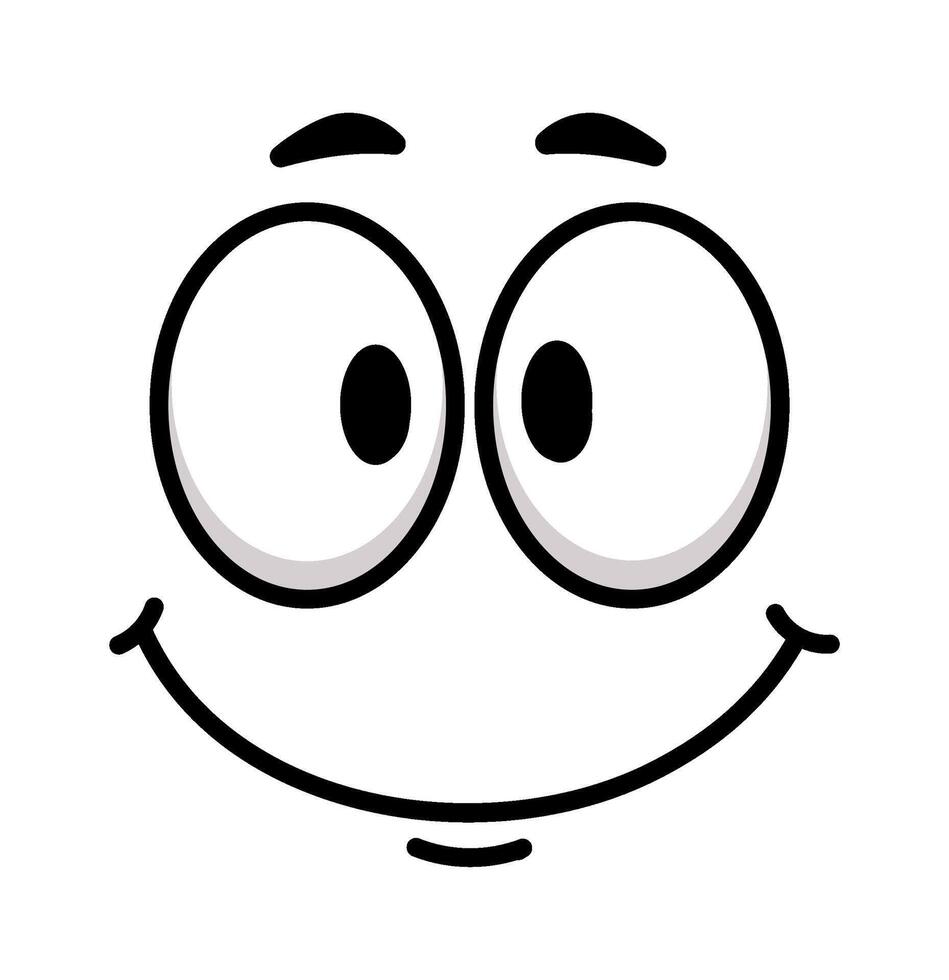 Funny cartoon face expressing happiness and joy with wide open eyes and a big smile, simple and clean design, perfect for conveying positive emotions and cheerful messages vector