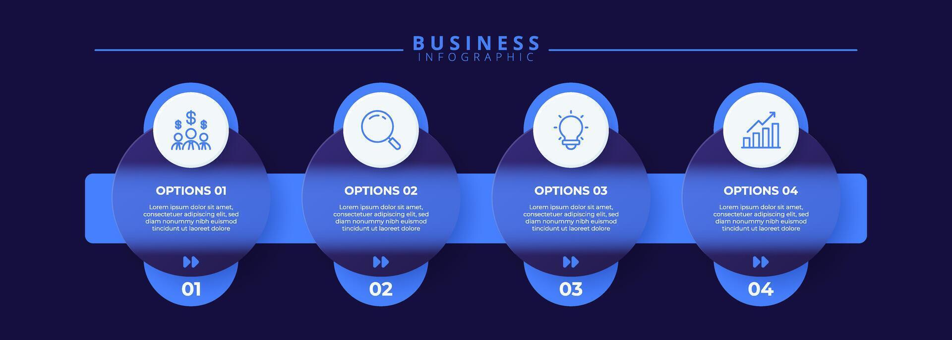 Infographic label design template featuring icons and four distinct steps. Ideal for process charts, presentation slides, workflow scheme vector