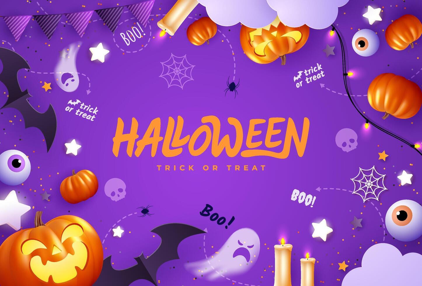 Dark background Halloween banner template on spooky elements. Perfect as website background or Halloween themed vector
