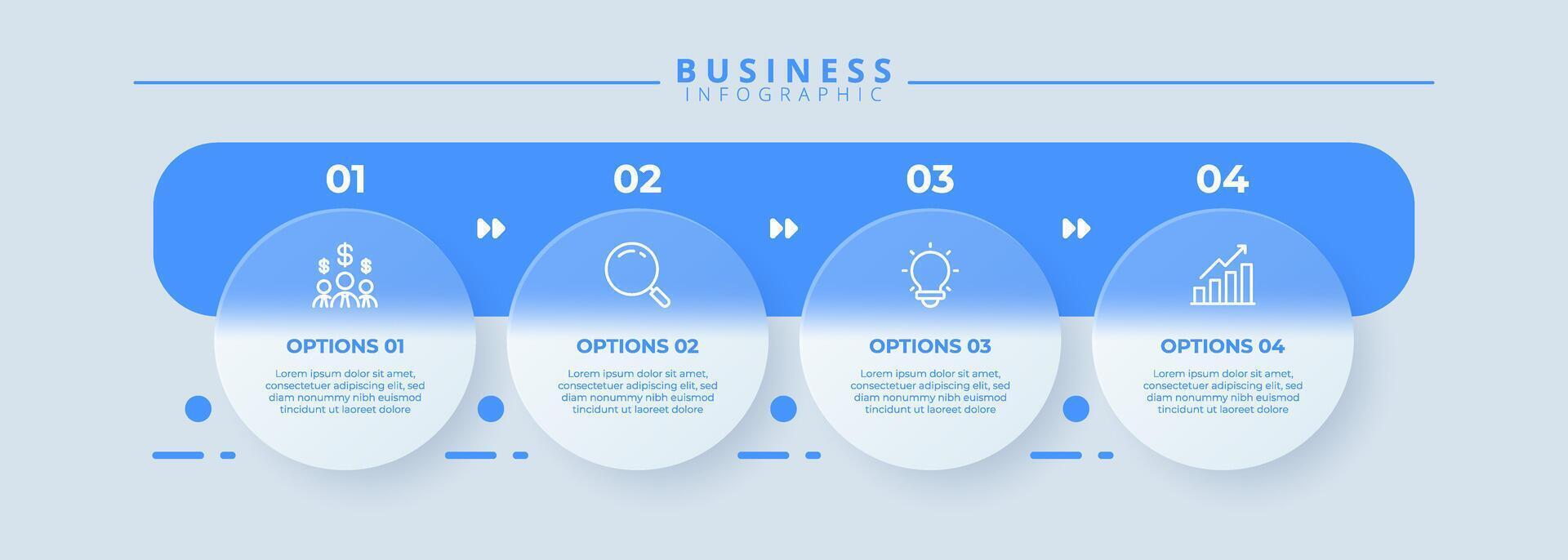 Design template for infographic labels with icons and 4 options or steps. Suitable for process diagrams, presentation vector