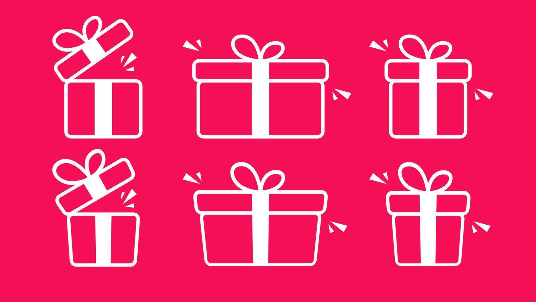Set of festive gift boxes in red, shown both closed and opened. Perfect for celebration or party themed vector