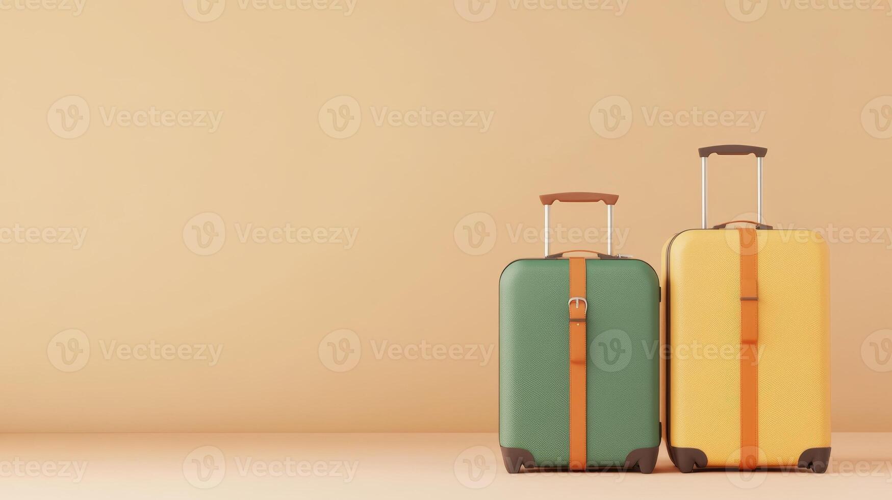 Colorful suitcases against a plain background, ideal for travel planning and packing inspiration photo