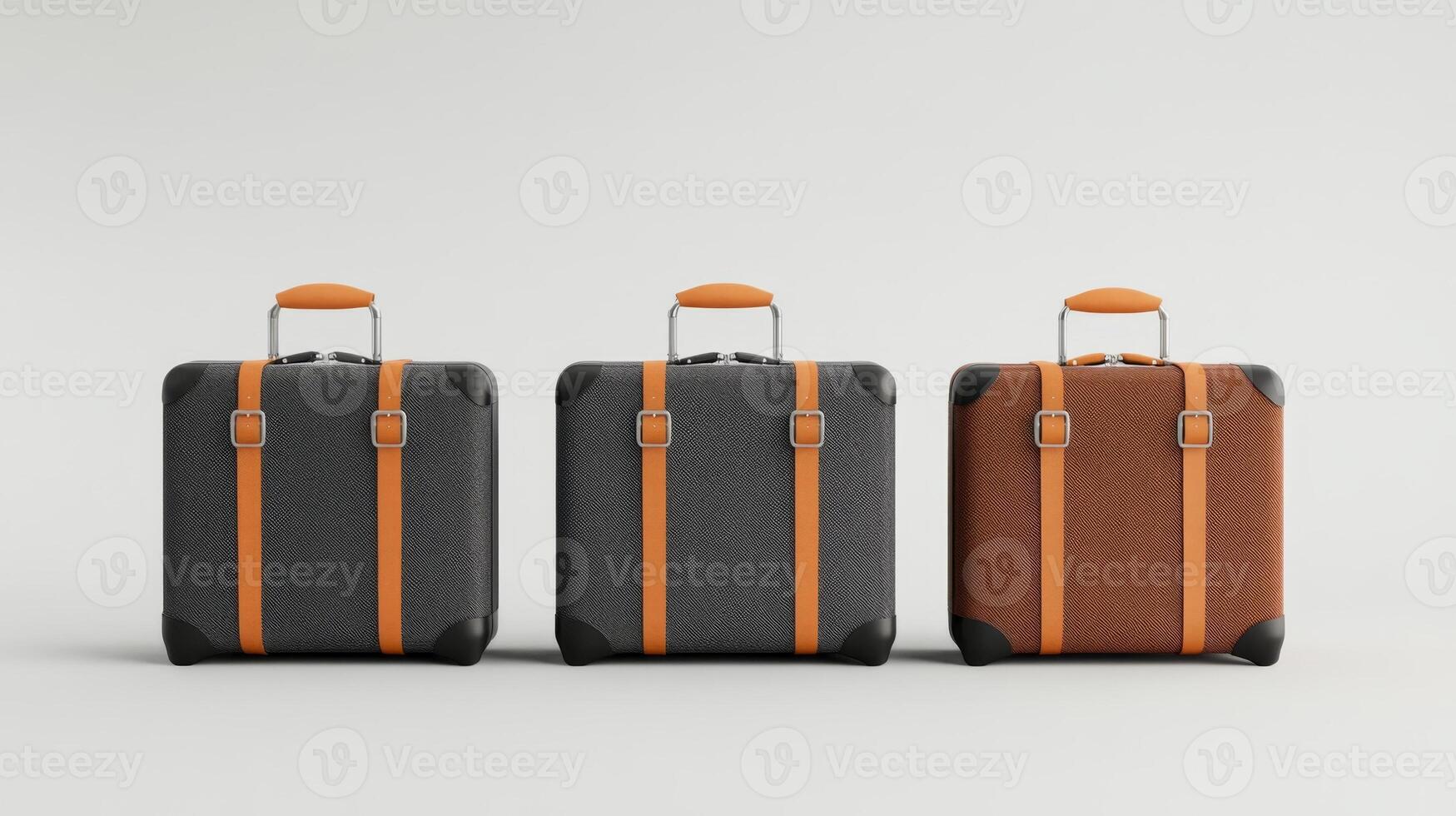 Stylish and modern luggage set arranged on a neutral background for travel enthusiasts in need of functional design photo