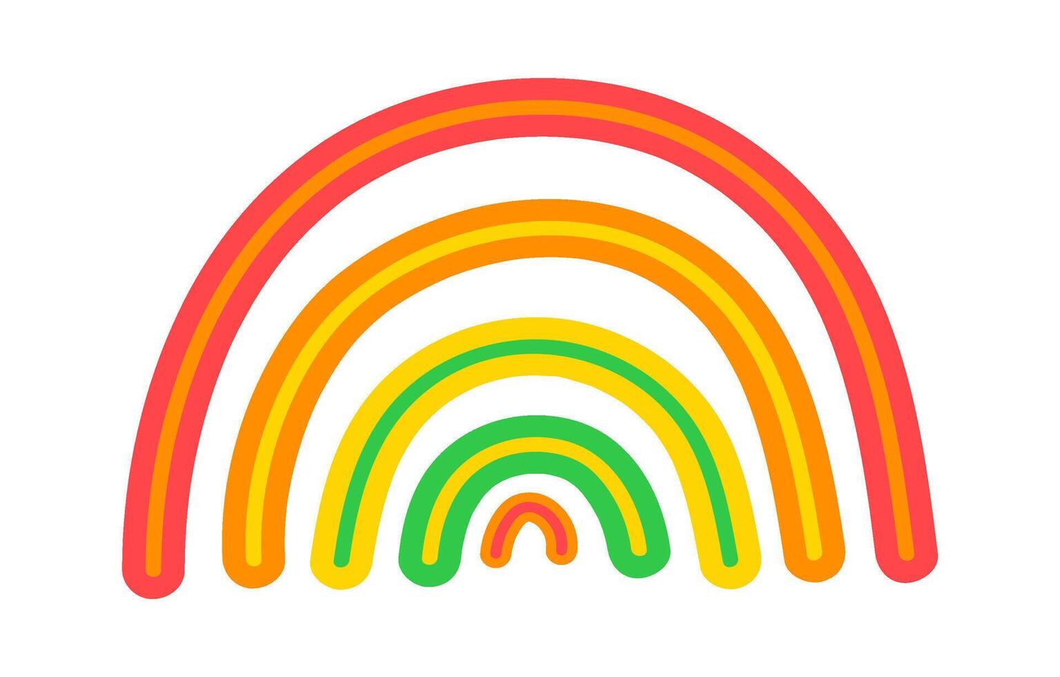 Concentric arches form a stylized rainbow, creating a visually appealing and playful design with vibrant colors, suitable for various creative projects vector
