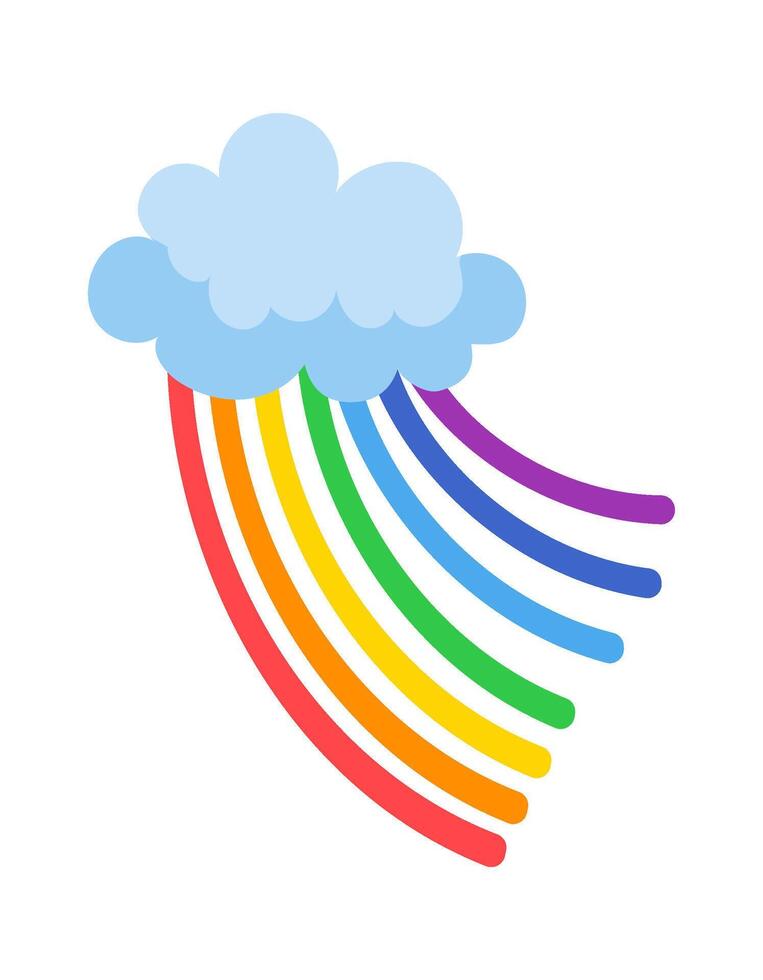 Colorful rainbow appearing from a cloud, representing hope, joy, and new beginnings, perfect for children s illustrations, weather forecasts, or any project that needs a touch of magic vector