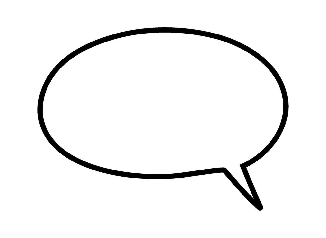Oval empty speech bubble featuring a black outline, isolated on a white background, symbolizing communication and dialogue, perfect for expressing thoughts and ideas vector