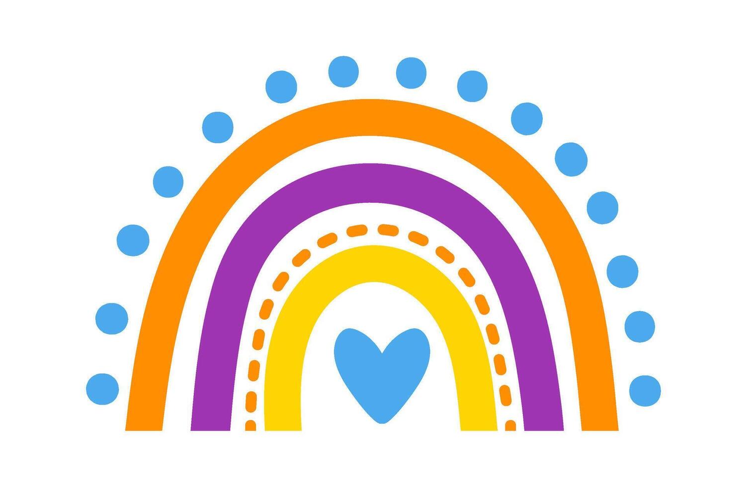 Colorful rainbow forming a heart shape shines brightly, radiating love, peace, and happiness while symbolizing hope, joy, and fresh beginnings in a vibrant and playful design vector