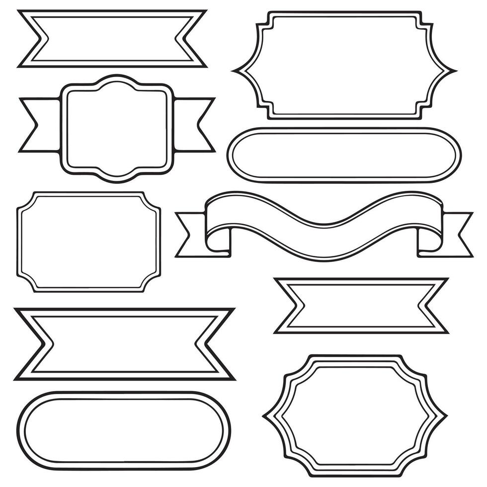Ribbon and Badge Set Outline Design Collection vector