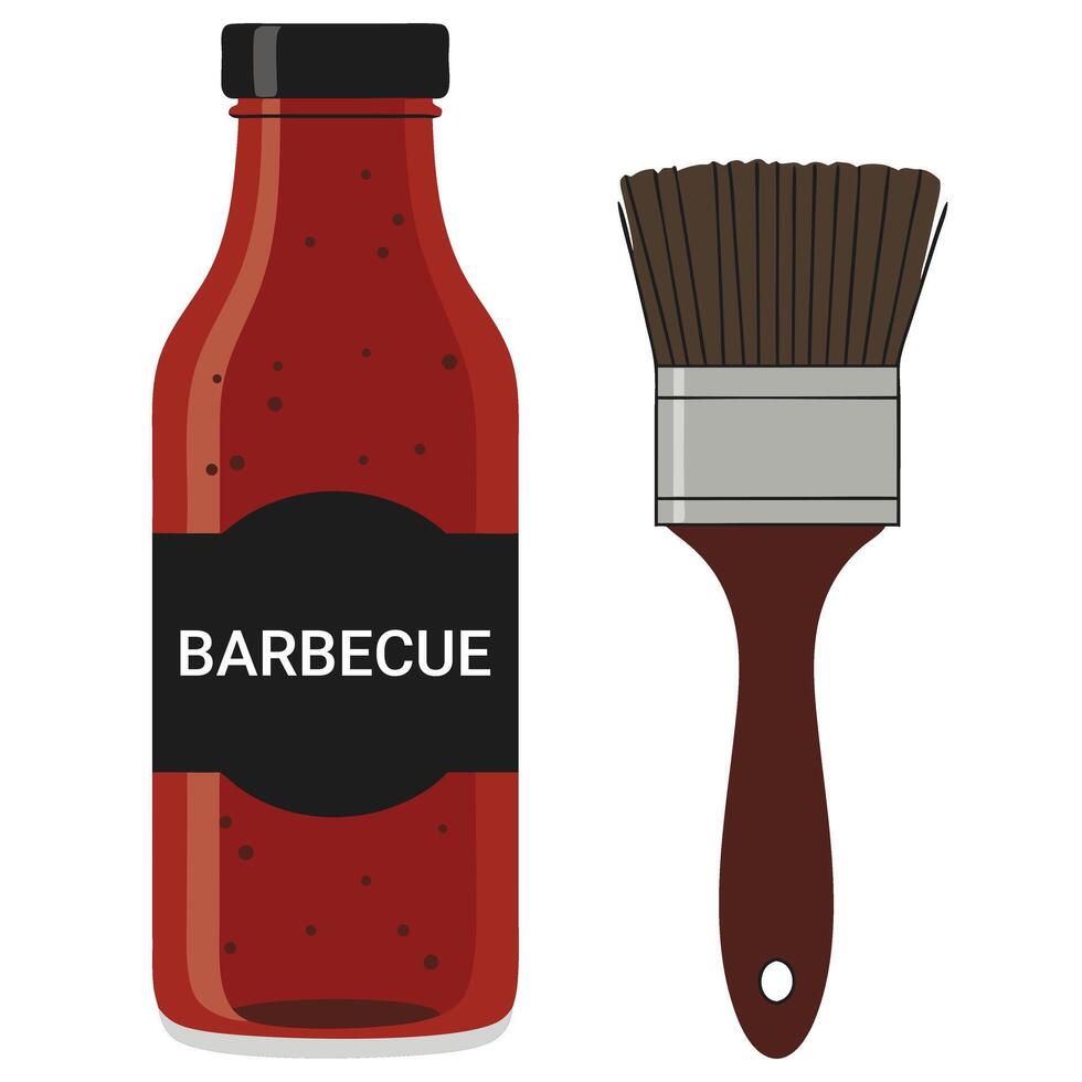 Barbecue Sauce Bottle with Brush for Grilling and Cooking in a Summer Cookout Setting vector