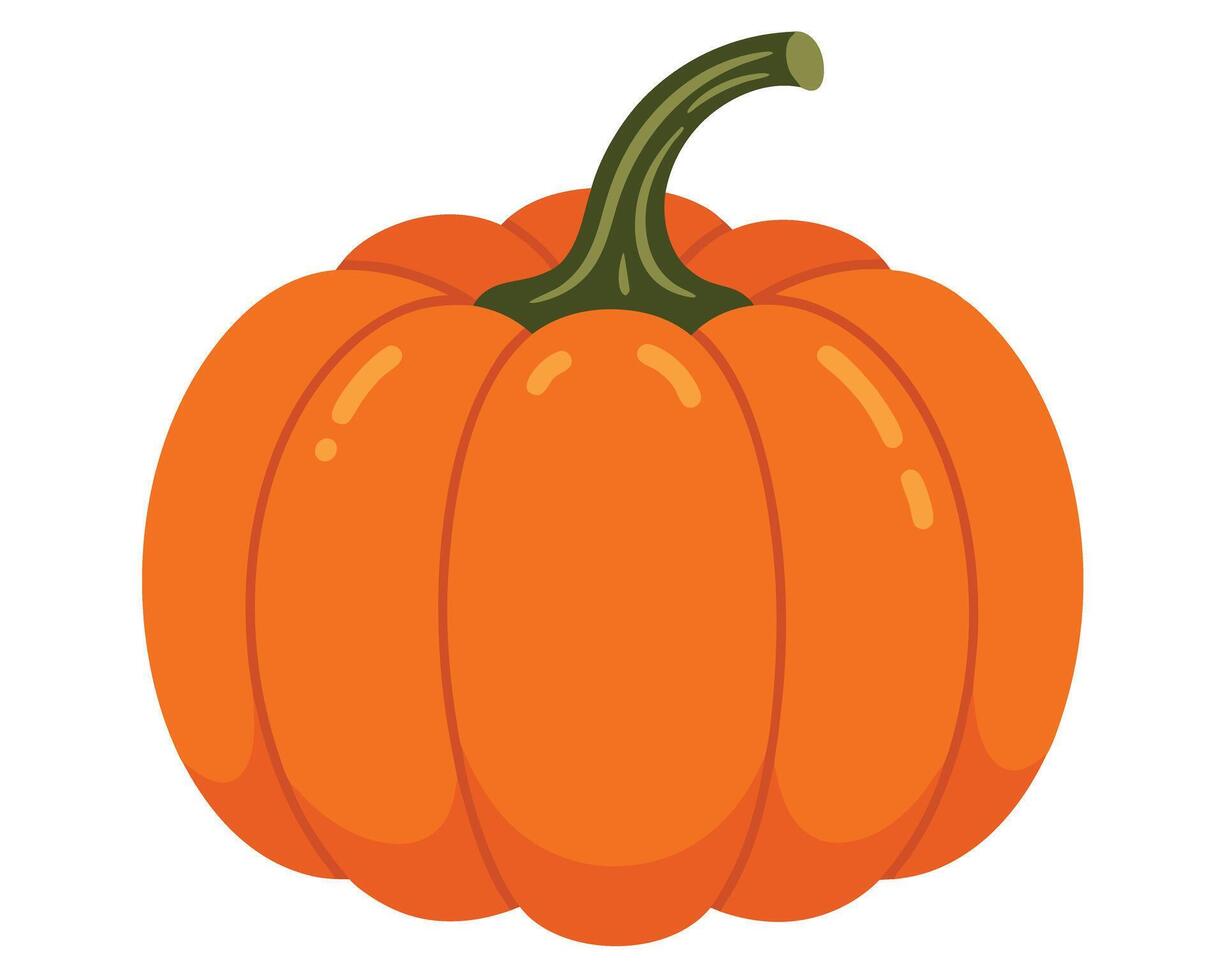 Vibrant Orange Pumpkin with Green Stem Isolated on White Background for Fall and Halloween Themes vector
