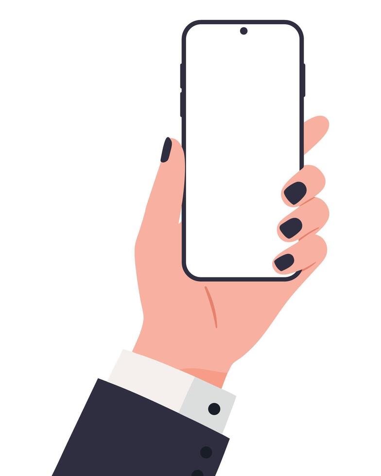 Hand Holding a Smartphone with a Blank Screen Ready for Display or Interaction vector