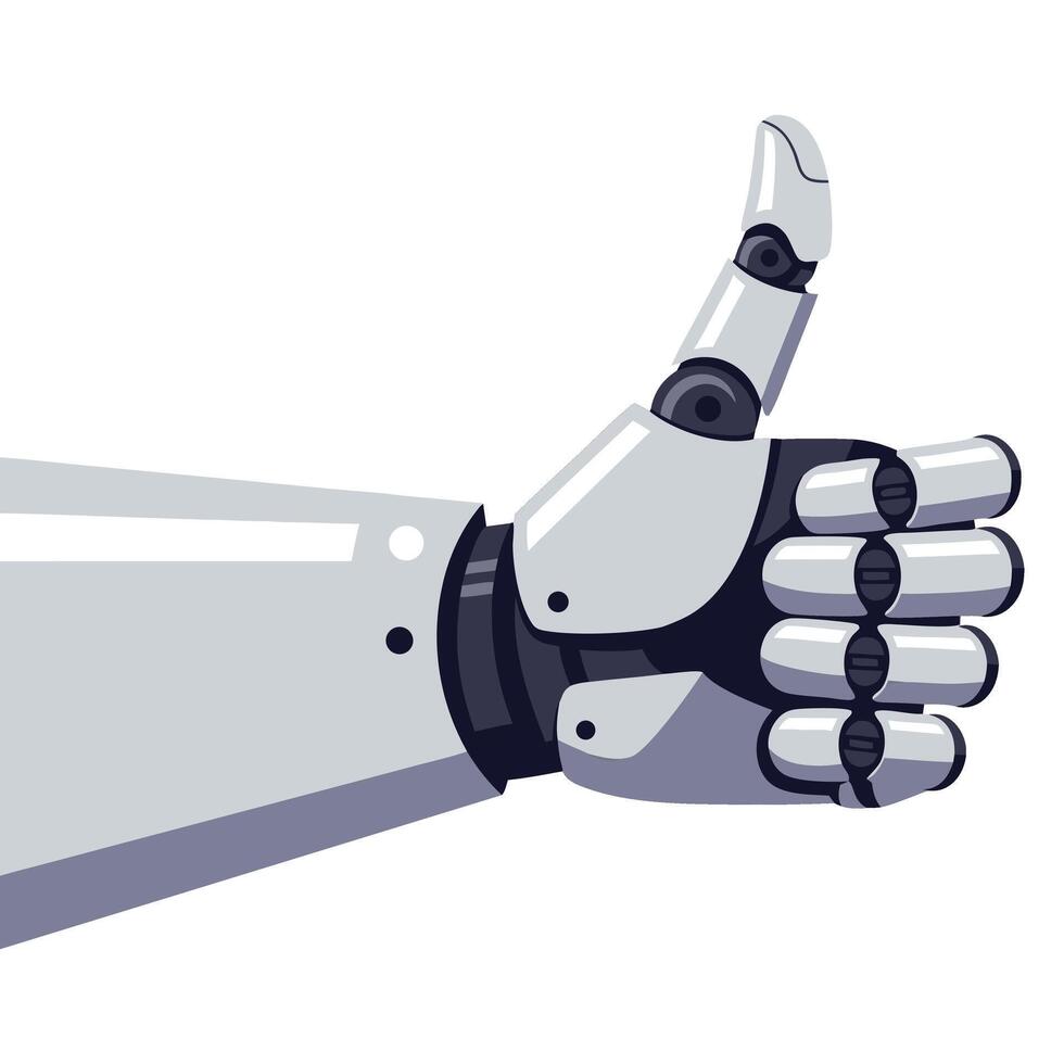 Robotic Hand Giving Thumbs Up Gesture in Modern Design Illustration vector