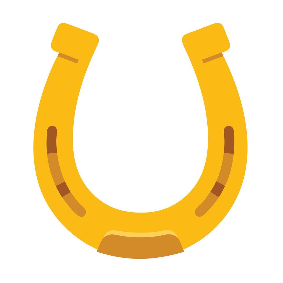 Vibrant Yellow Horseshoe Icon Representing Good Luck and Fortune in a Minimalistic Style vector