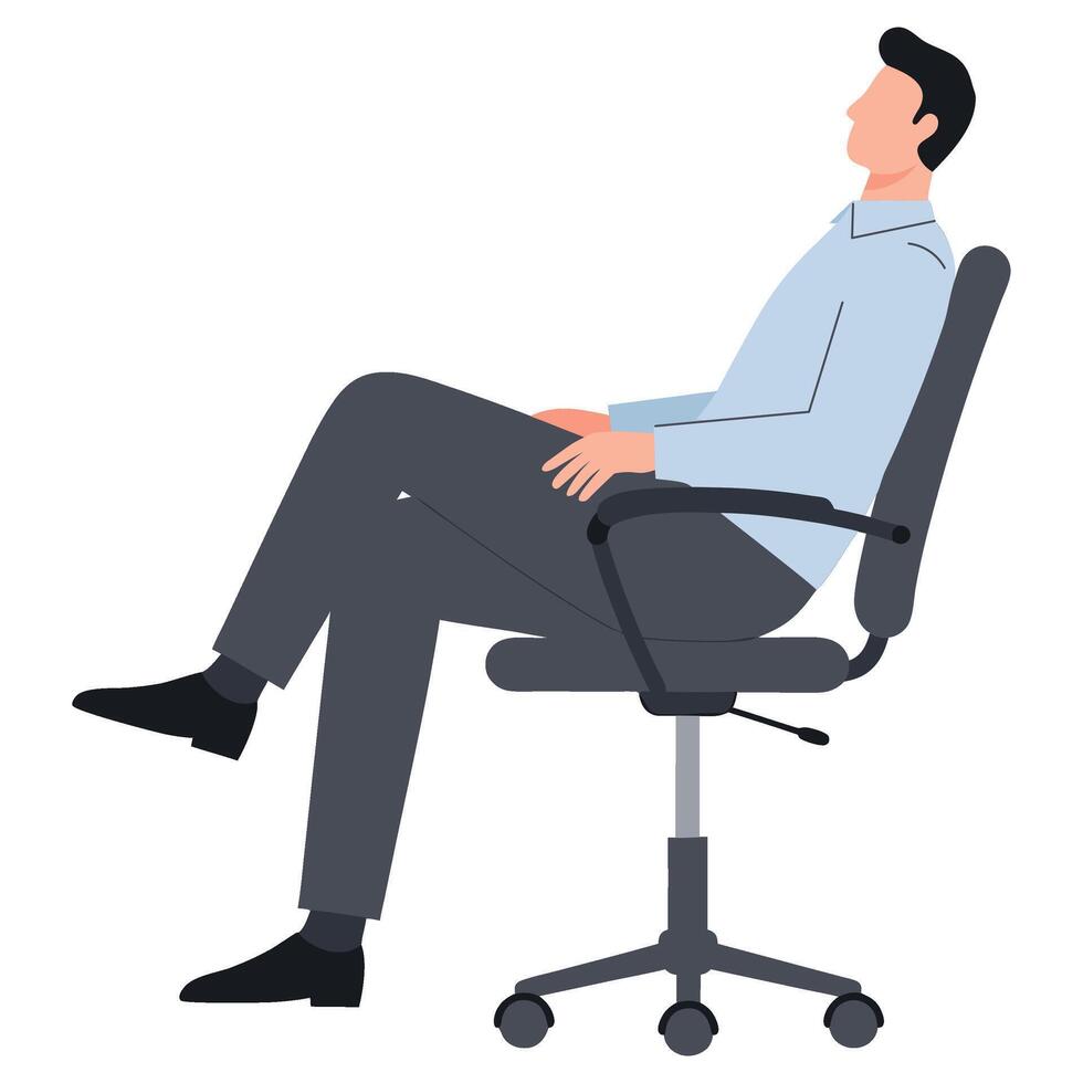 Professional Office Worker Sitting Comfortably in an Ergonomic Chair in a Modern Workspace vector
