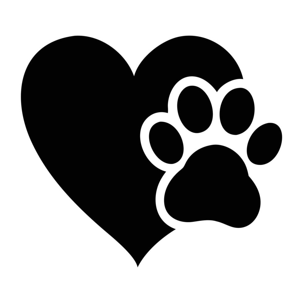 Black and White Dog Paw Print Animal Illustration vector