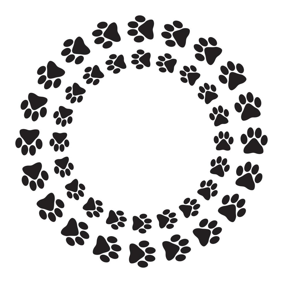paw print, footprint rount animal illustration design, dog paw print sublimation designs vector