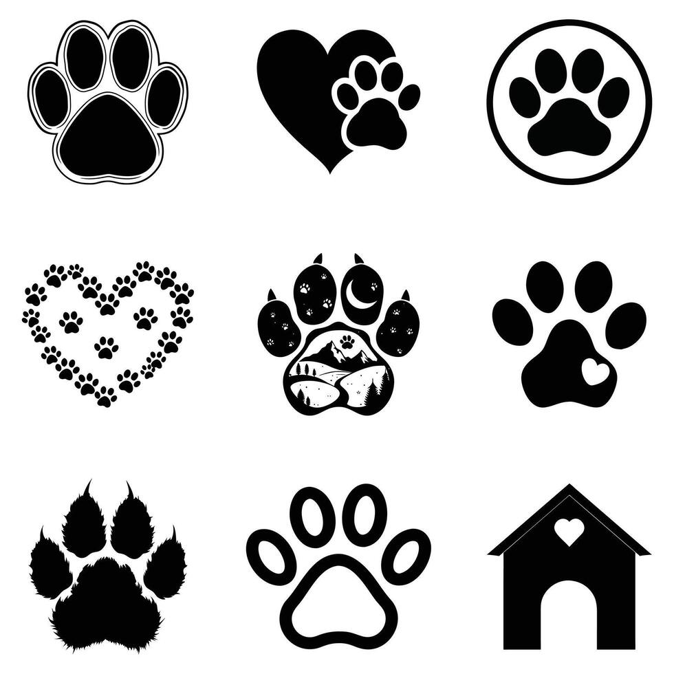 Pet Paw Print Sublimation Art in Classic Style bundle vector