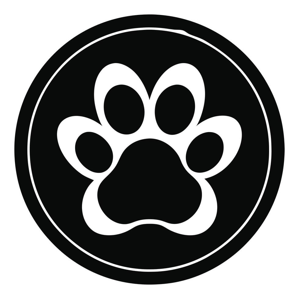 Cute Dog Paw Print Footprint Design in Monochrome vector