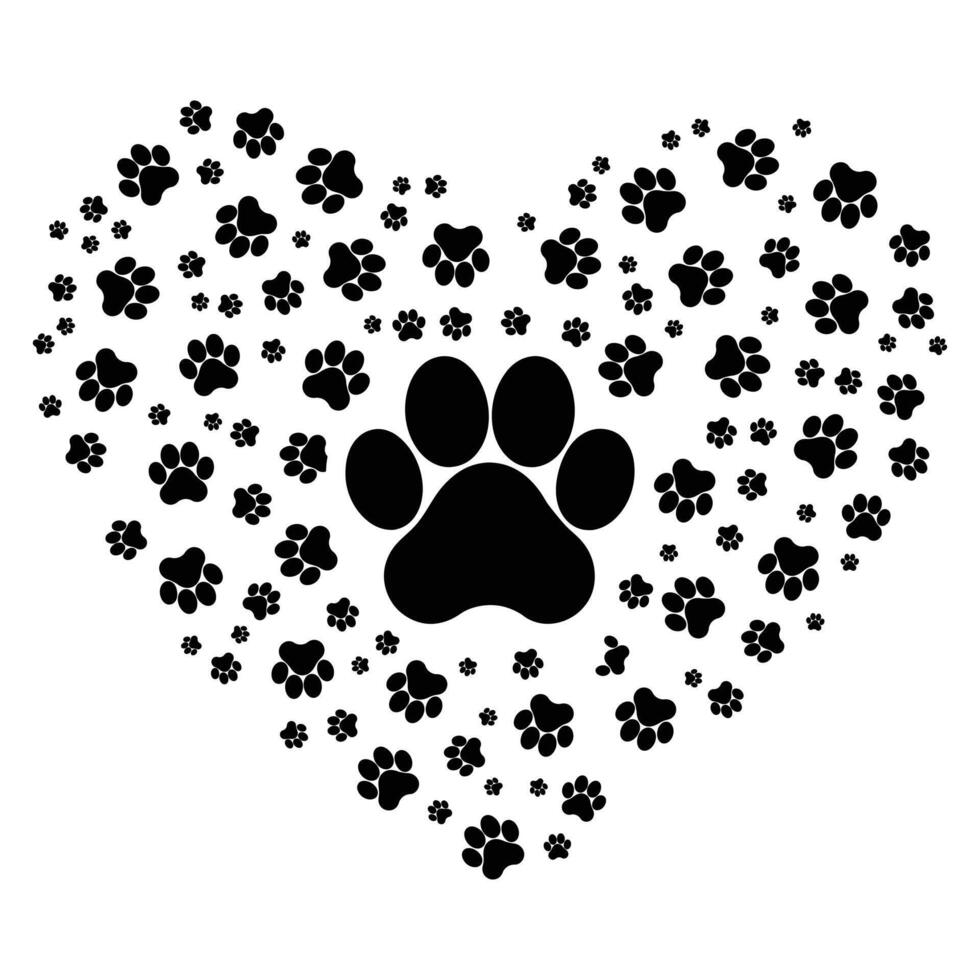 paw print, footprint heart animal illustration design, dog paw print sublimation designs vector