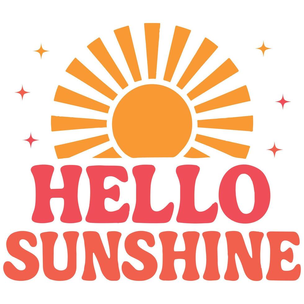 Hello Sunshine - Boho Retro Summer Beach T-shirt , Boho Summer Beach Shirt Design Illustration vector