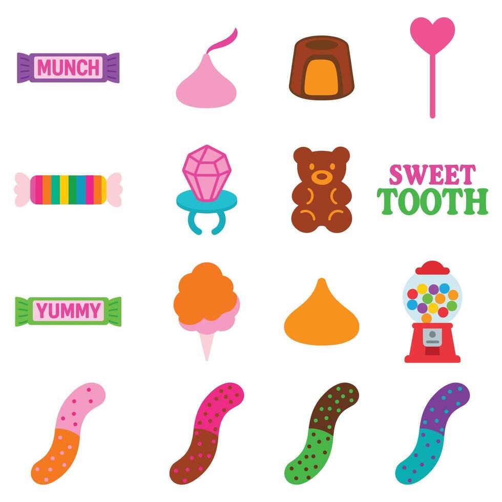 Set of Colorful candy illustration , candy Confection clipart, sweet candy isolated vector