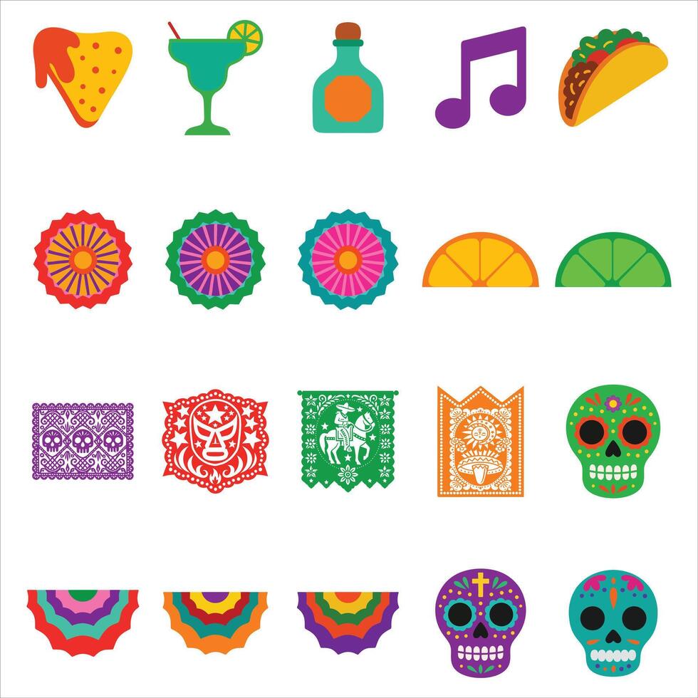 pack of mexico Cinco de Mayo day illustration, 5th may happy Cinco de Mayo festival design sublimation bundle vector