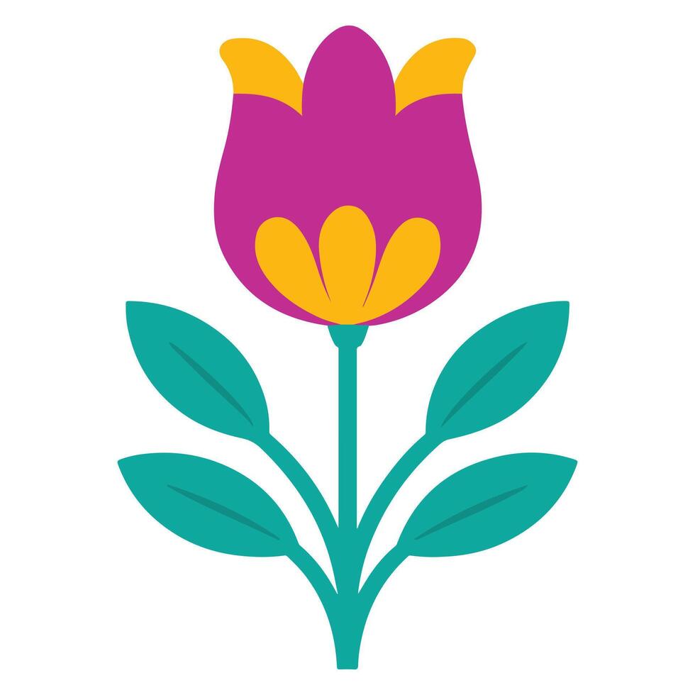 Otomi Flower Art Colorful Mexican Fiesta Style Floral and Leaf Elements vector
