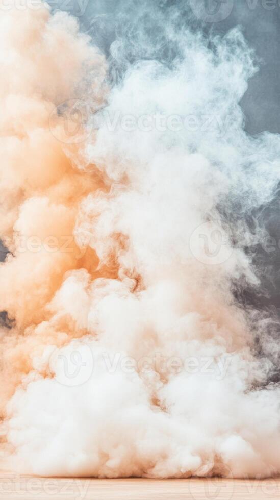 Swirling clouds of colorful smoke in shades of orange and white fill the air, enhancing artistic creativity and energizing the surrounding environment photo