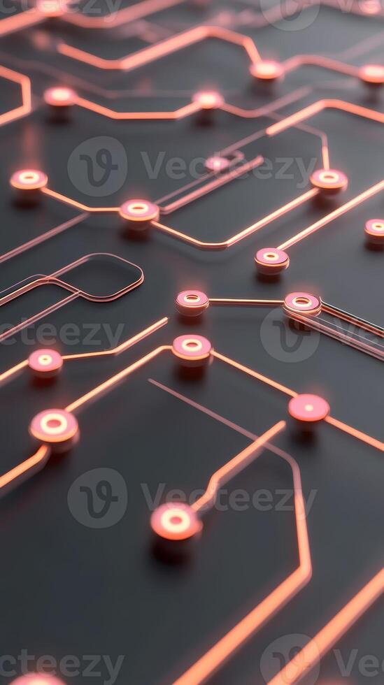 Glowing network structure over dark surface. Light paths connect bright nodes. Neural networks illustration. photo