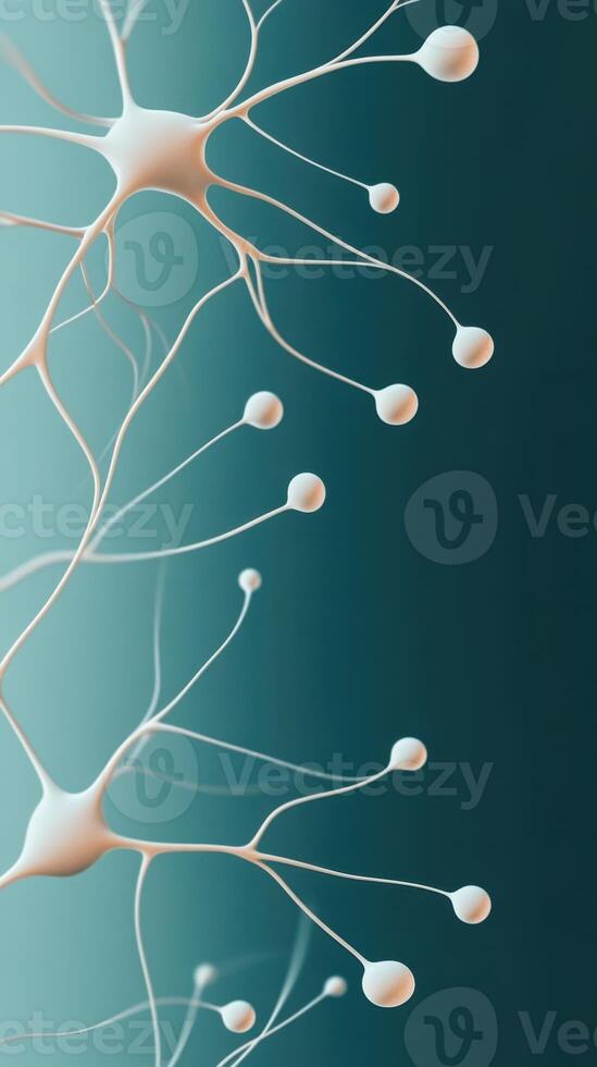 Interconnected Networks Structure on Dark Teal Surface. Neural connections and information transfer. Scientific conceptual display. Abstract System Visual. photo