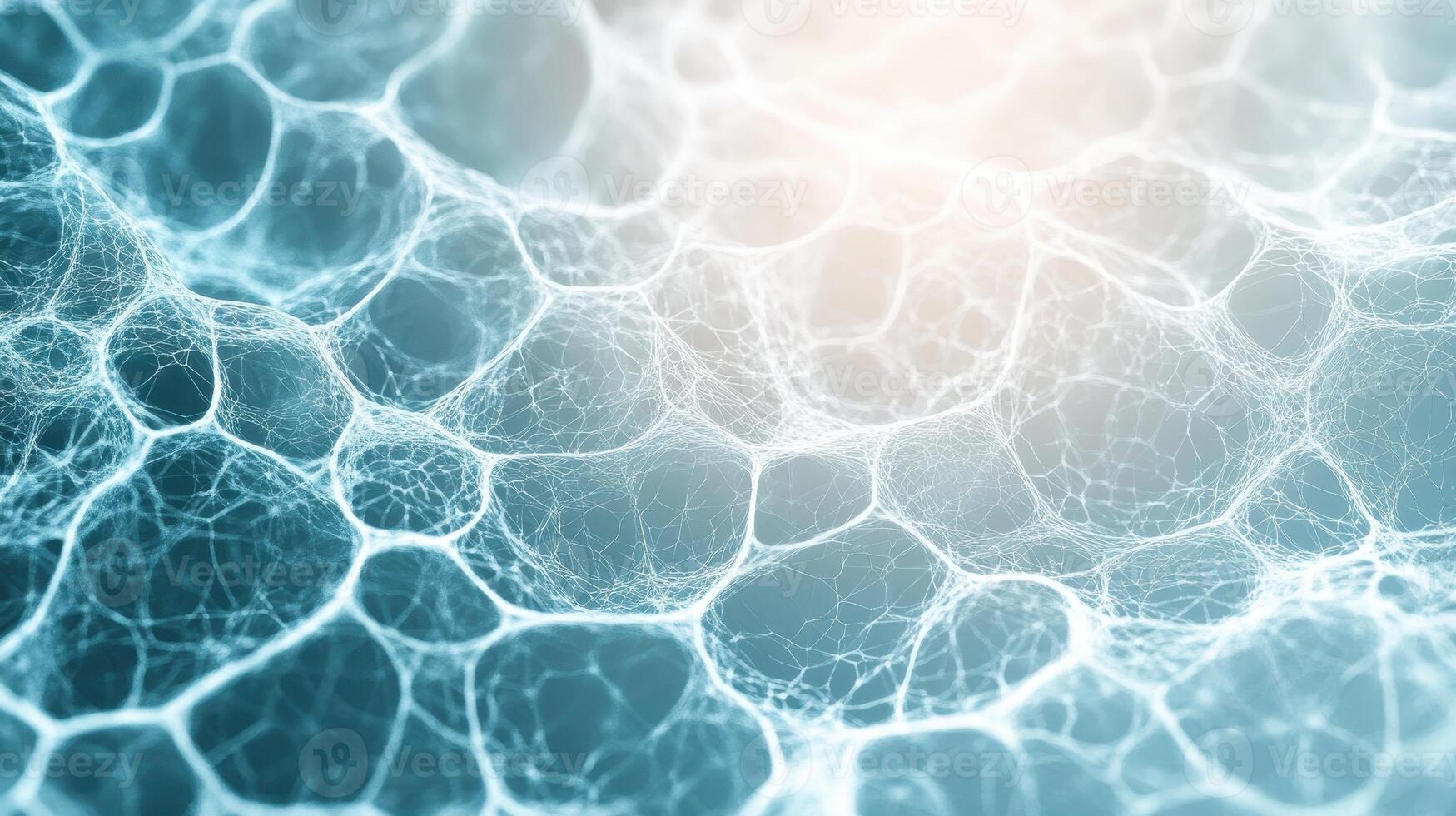 Complex network appearance with light blue tone, neural network connection, nodes connecting, abstract mesh, artificial intelligence photo