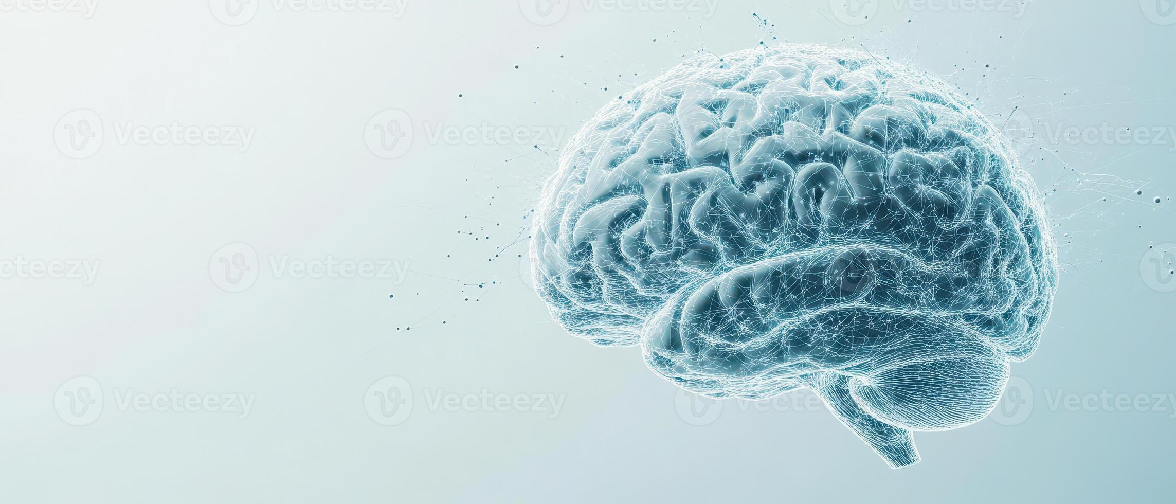 Brain Structure with Neural Networks Data Connection on Light Background photo