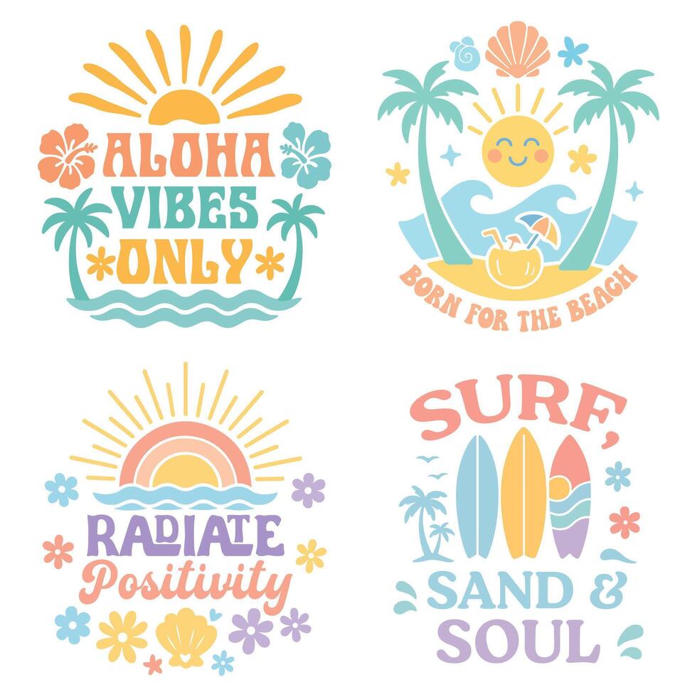 Boho Retro Summer - Boho Retro Summer T-shirt , Boho sunset sunshine illustration, Vintage Summertime design Sublimation vector