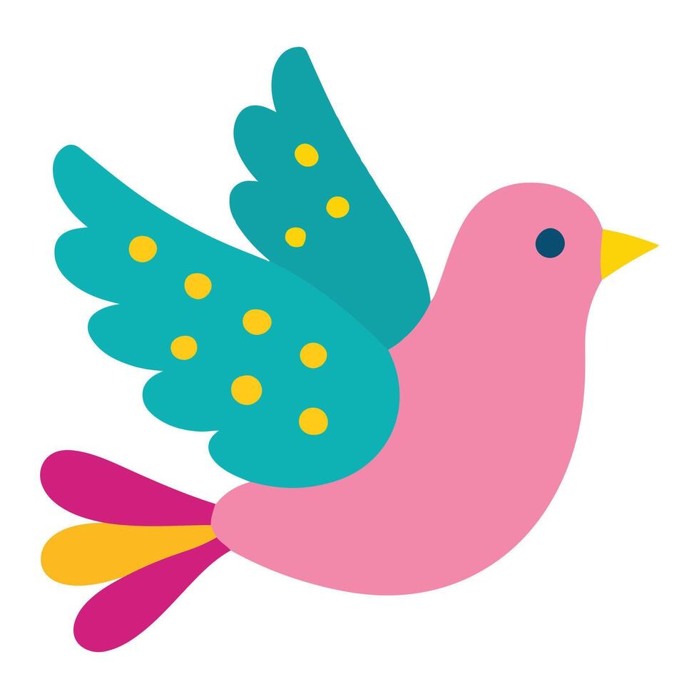 Otomi Bird Illustration Colorful and Cute Mexican Style Bird Design for Sublimation and Decor vector