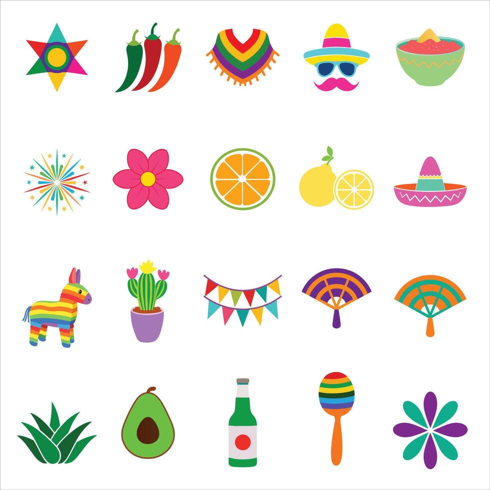 collection of mexico Cinco de Mayo day illustration, 5th may happy Cinco de Mayo festival design sublimation vector