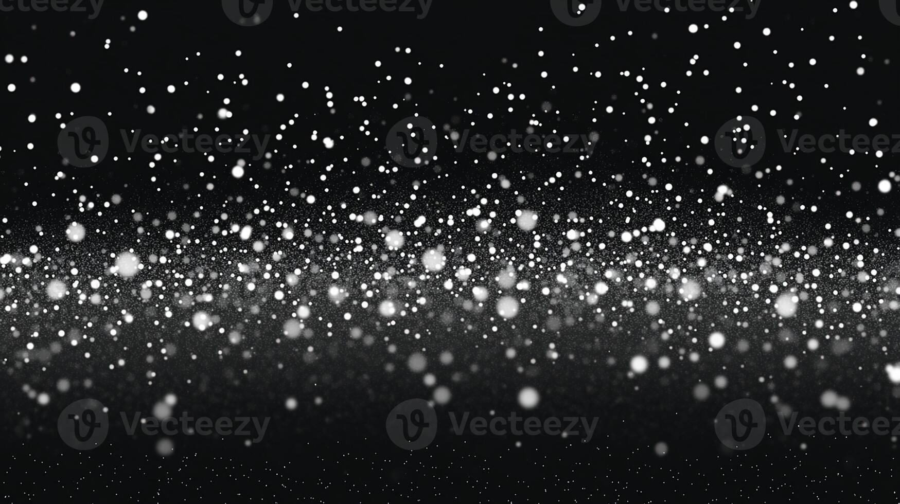 Snowflakes Falling with Bokeh Effect on Black Background photo
