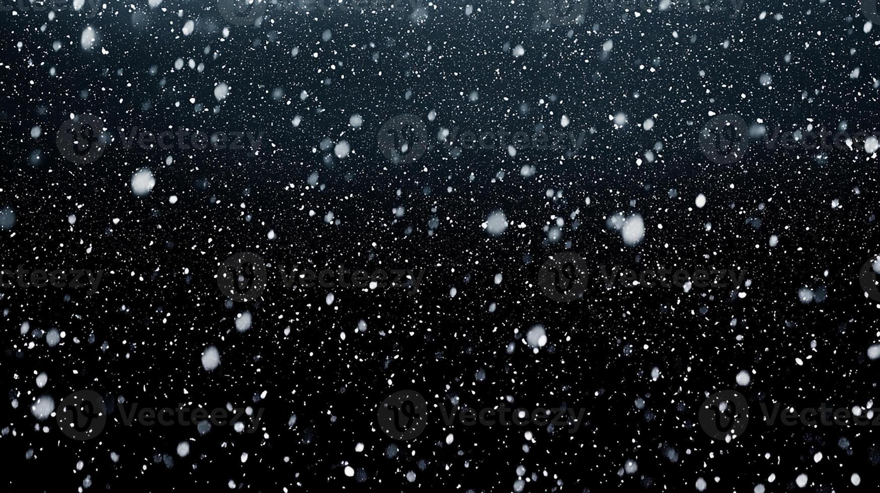 Snowfall on Dark Background with Falling Snowflakes photo