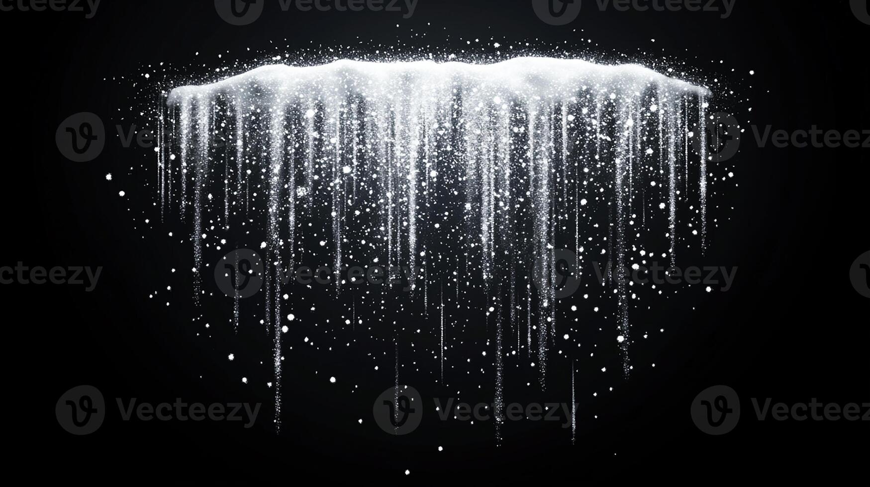 Falling Snow and Ice Particles Against a Dark Background photo