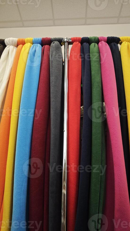 Bright fleece fabric rolls in multiple colors photo