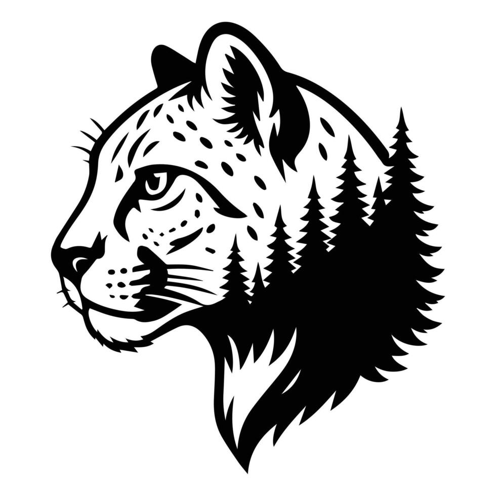 Cheetah Forest Nature animal art, Animal forest scene illustration, Jungle Animals silhouette sublimation design vector