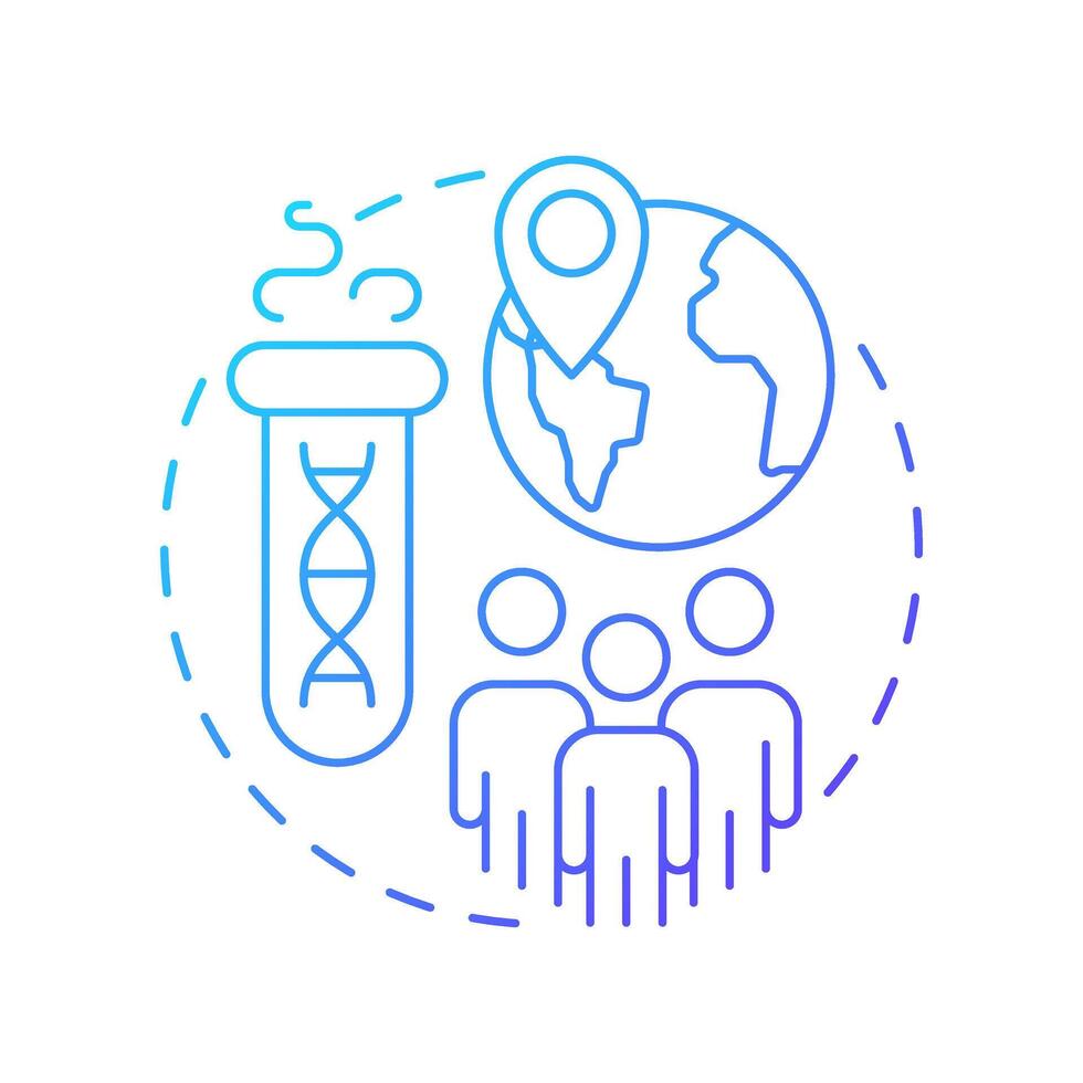 Population based biobanks blue gradient concept icon. Collect biological samples. Biorepository classification. Round shape line illustration. Abstract idea. Graphic design. Easy to use in article vector