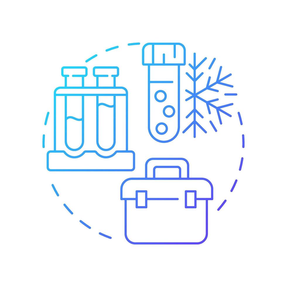 Specimen storage blue gradient concept icon. Controlled preservation of materials. Bio samples lifestyle. Round shape line illustration. Abstract idea. Graphic design. Easy to use in article vector