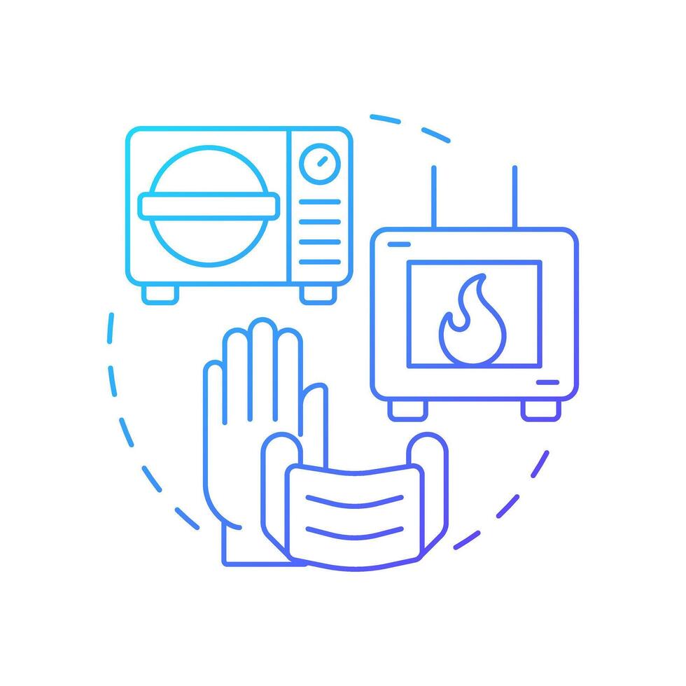 Biomedical waste treatment and disposal blue gradient concept icon. Incineration, autoclaving. Round shape line illustration. Abstract idea. Graphic design. Easy to use in presentation, article vector